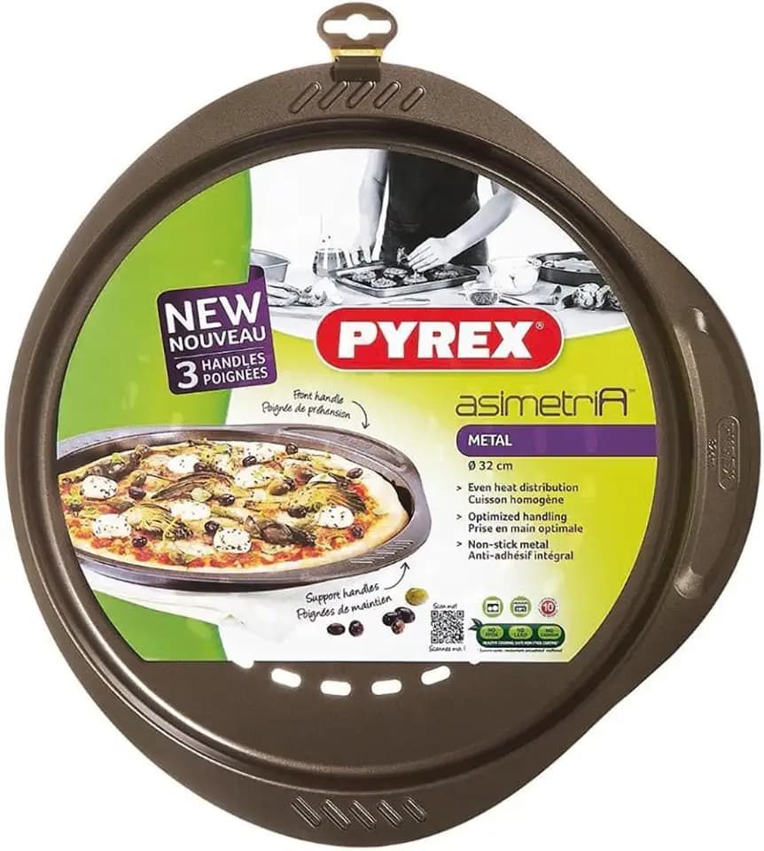 Pyrex 8010736 asimetria Pizzablech, Stahl Schokolade 37,4 x 35,94 x 2,66 cm