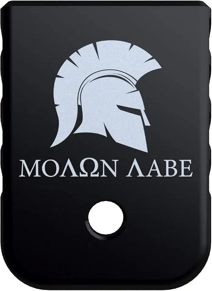 Magazine Base Plate for Glock Gen 1-5 - Black (Angle Serrations) Molan Labe II Graphic - Fits 9mm .40 Cal .357 Sig 45 Gap