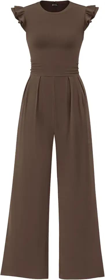 PRETTYGARDEN Cap Sleeve One Piece Jumpsuits for Women