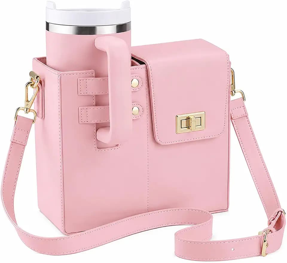 Asaint Stanley Cup Purse Crossbody Bag for 40oz Tumbler with Handle, Water Bottle Purse Pocket Adjustable Strap