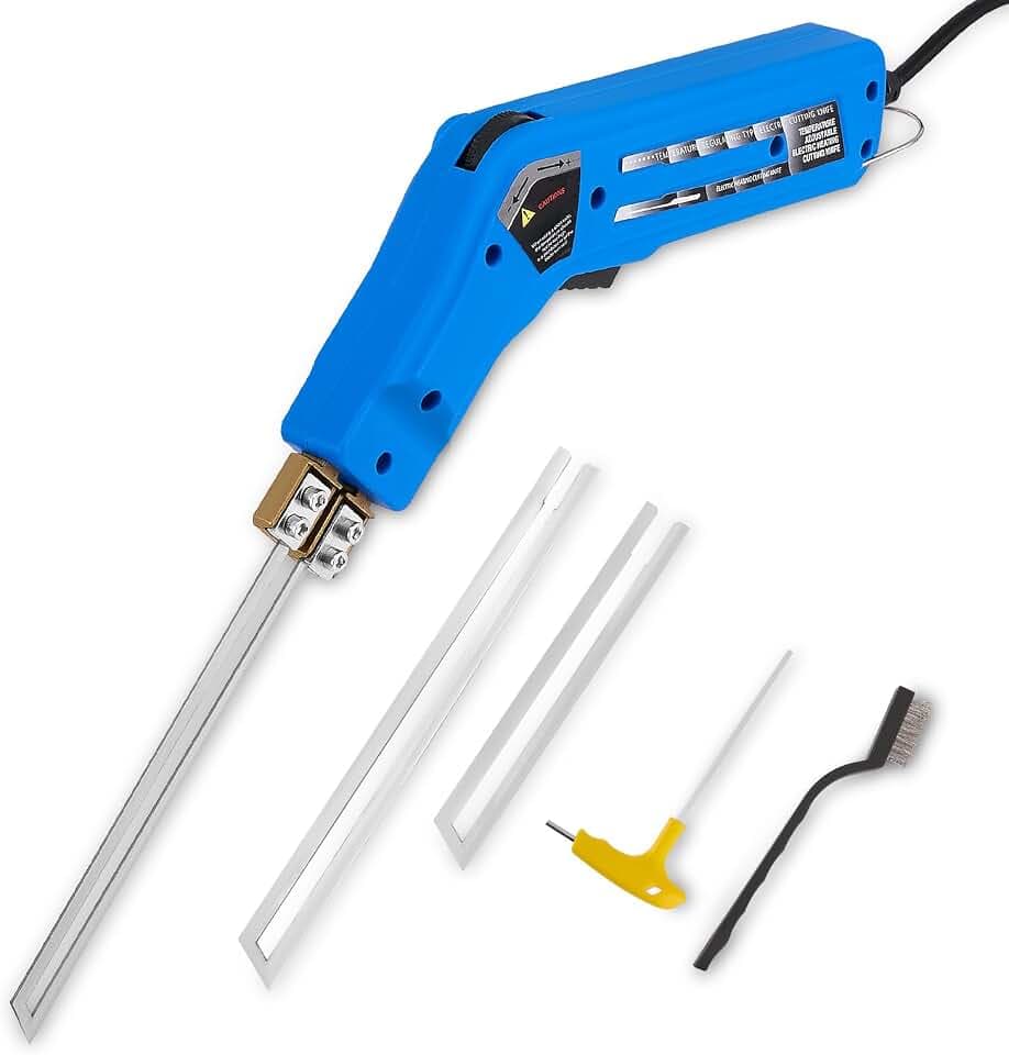 300W Styroporschneider, (50-600℃) Temperatur Einstellbar, Heißschneider für Seile Styrocutter mit 10 cm + 15 cm Gerade Klingen für EPS, KT Board, PU, Seilgewebe, Schaumstoff