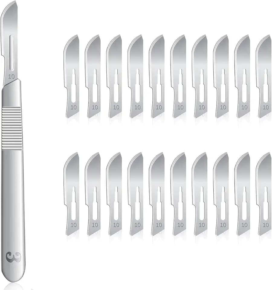 Edelstahl Skalpell Set Mit Griff Nr.3 Und 20 Klingen Nr.10–Präzisionswerkzeug Für Kosmetik,Modellbau,Lederverarbeitung Und Hobby