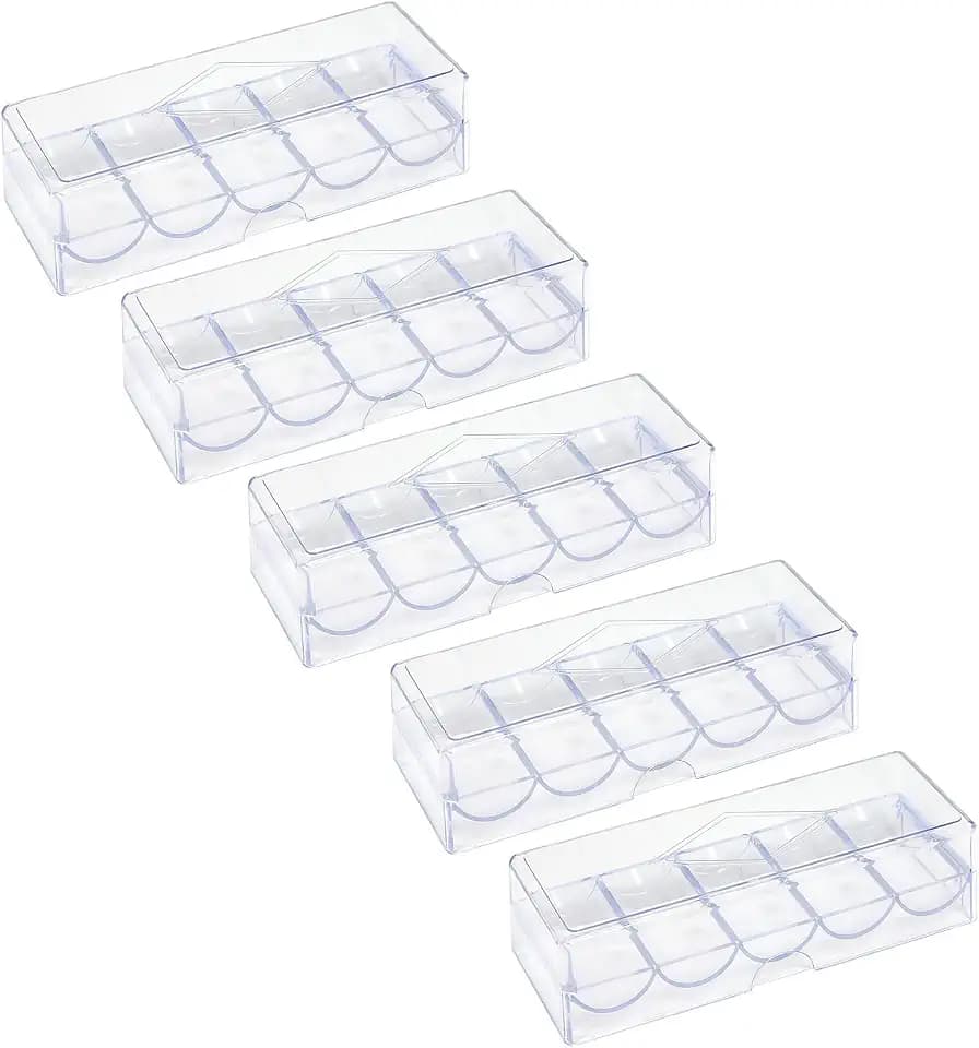 Clear Acrylic Poker Chip Rack with Lid/Without Lid, Casino Poker Chip Tray Rack Chip Storage Display Case for Texas Hold'em, Blackjack, 100 Chips Each