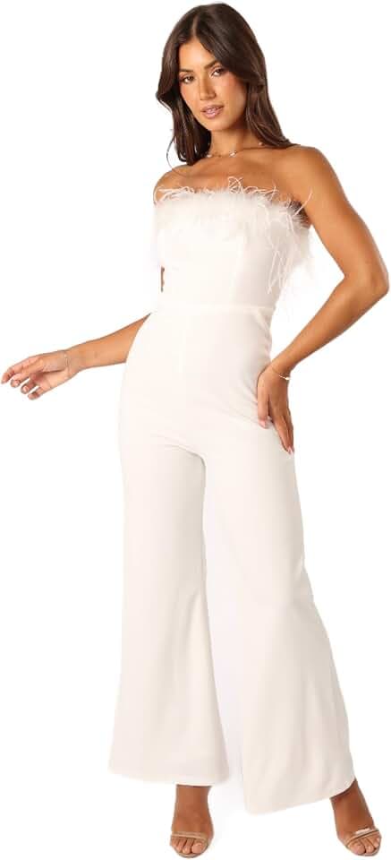 Petal & Pup Women's Louise Feather Trim Jumpsuit
