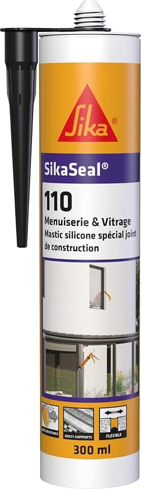 SIKA - SikaSeal-110 Tischlerei & Verglasung, schwarz, neutrales Silikondichtmittel, Profi: Abdichtung von Fugen im Bau- und Tischlerei, Multi-Medien, 300 ml