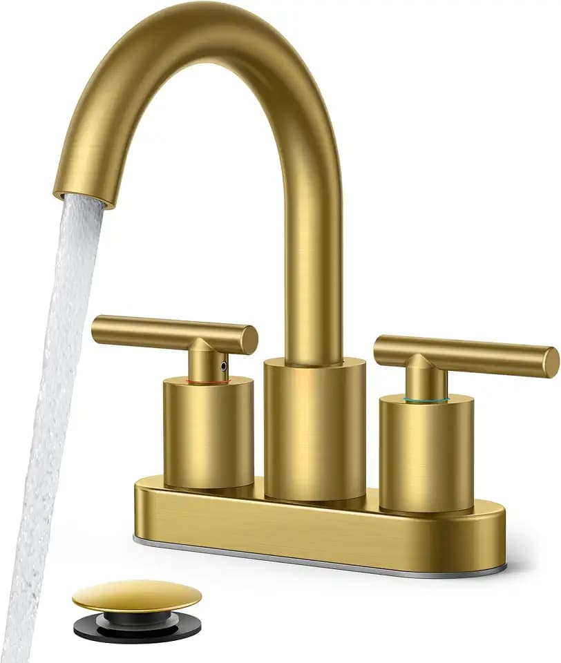 FORIOUS 4" Brushed Gold Bathroom Sink Faucet 2 Hole, Bulk Centerset Faucet