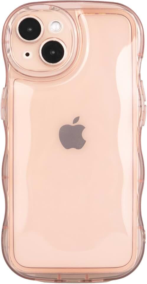 for iPhone 14 Pro Case 6.1 inch 2022, Cute Kawaii Aesthetic Wavy Edge Bubble for iPhone 14 Pro Case for Women Girls Men, Pink