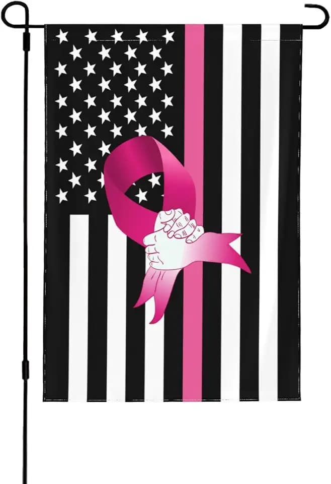 Breast Cancer Pink Ribbon Flag Flags for outside 12.5x18 Inch Garden Flag Farmhouse Yard Indoor/Outdoor Decoration Banner Decor Gifts