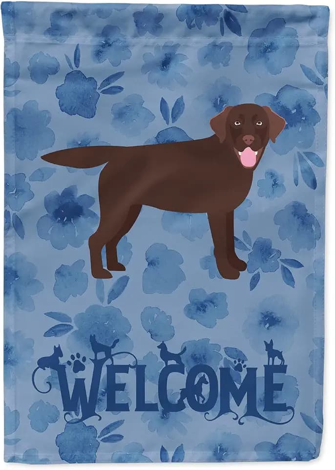 Caroline's Treasures CK6072CHF Chocolate Labrador Retriever Welcome House Flag Large Porch Sleeve Pole Decorative Outside Yard Banner Artwork Wall Hanging, Polyester, House Size, Multicolor