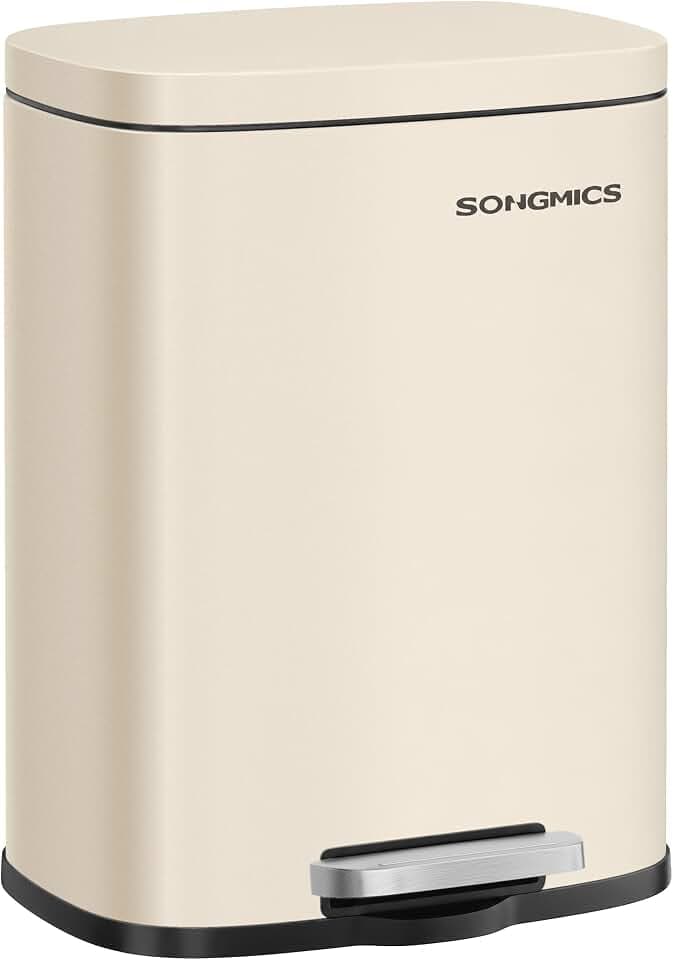 SONGMICS Mülleimer 12L aus Stahl, Tretmülleimer mit Deckel