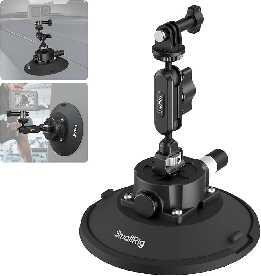 SMALLRIG 6" Suction Cup Mount mit Kugelkopf-Zauberarm, Halterung für Action-Kameras für DJI Osmo Action 6/5/4, für Insta360 x5, für Gopro 13/12, Tragfähigkeit 3 kg, an Autoscheibe oder Fenster - 5856