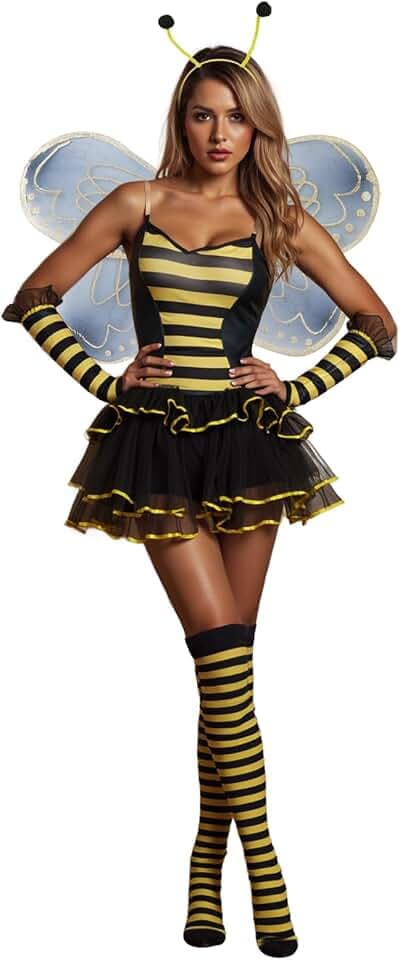 Hummel-Kostüm für Damen, Bienenkönigin-Kleid, Halloween, komplettes Outfit