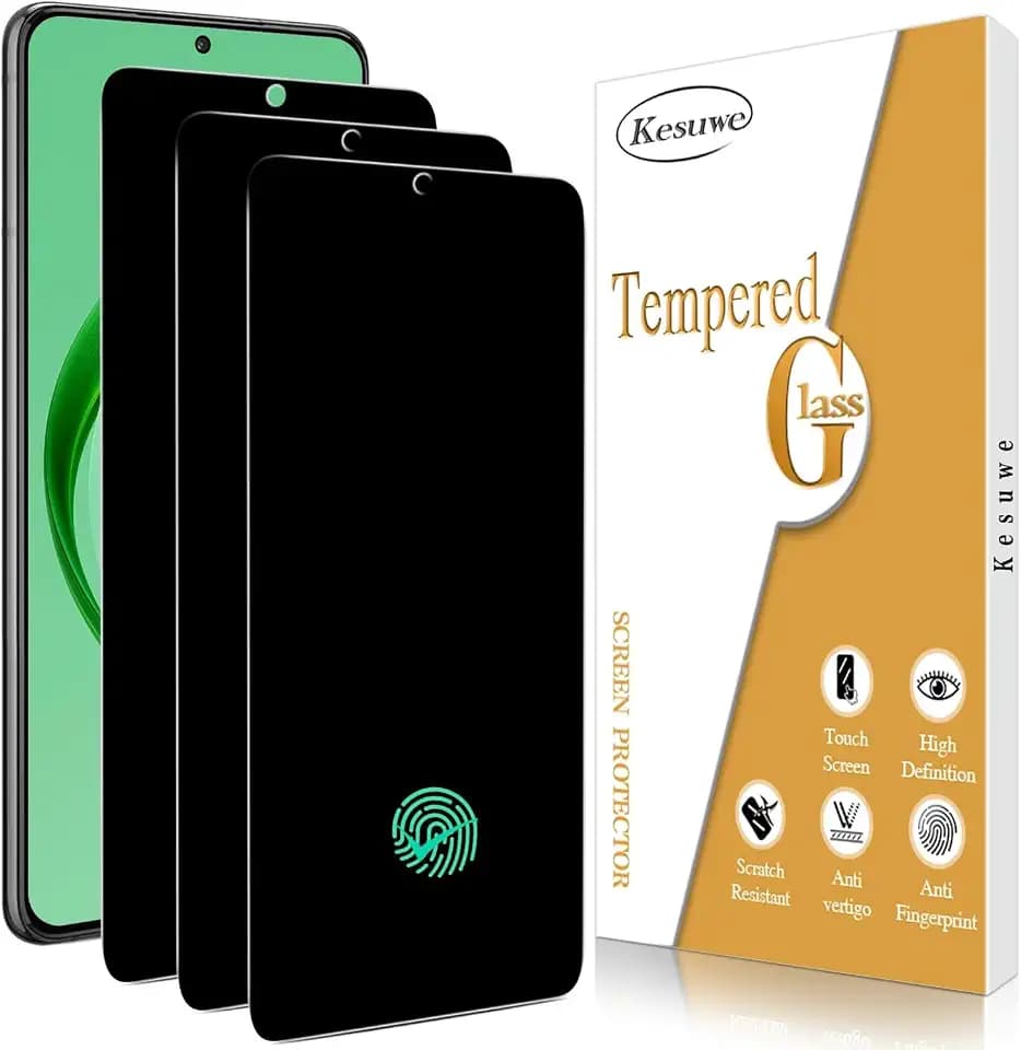 3 Pack Privacy Screen Protector for Samsung Galaxy S22 5G Anti Spy Private Tempered Glass Film, Support Fingerprint Unlock, 9H Hardness, Anti Scratch, Bubble Free, Case Friendly