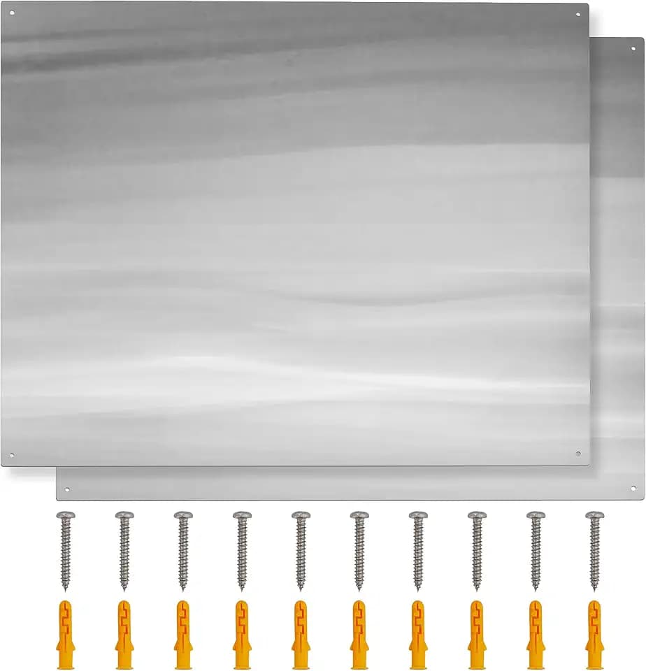 30" x 24" Stainless Steel Stove Backsplash Panel 2 Pieces Ultra-Thin Flush Mount Splash Guard for Kitchen Wall, Heat & Stain Resistant, Easy Installation with Pre-Drilled Holes