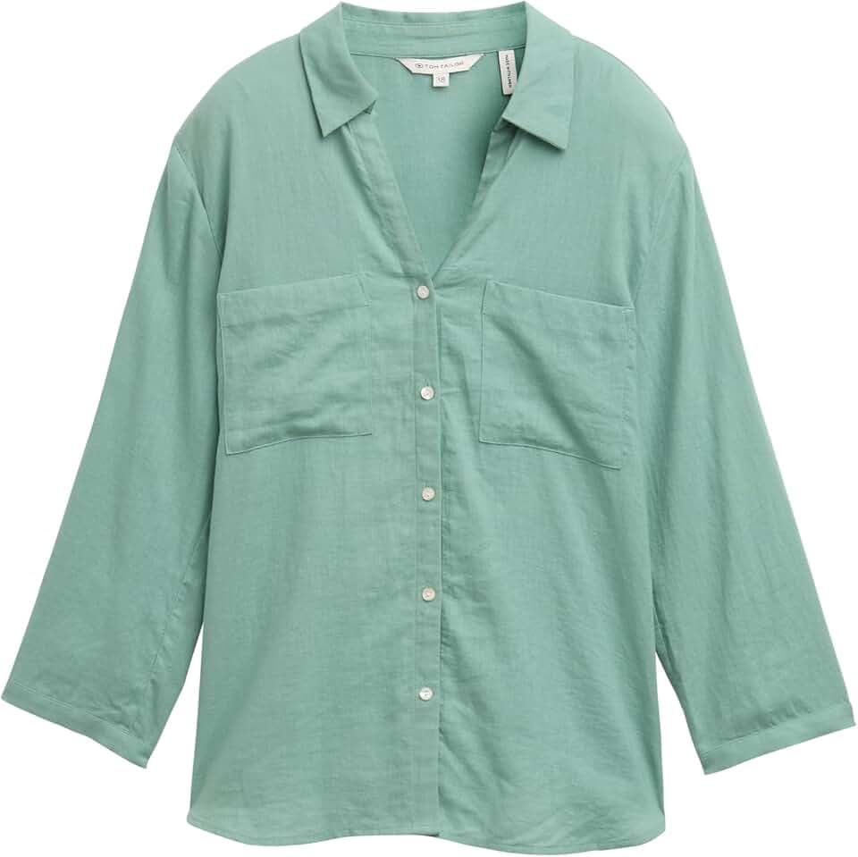 Tom Tailor Damen Bluse mit Brusttaschen aus Baumwolle