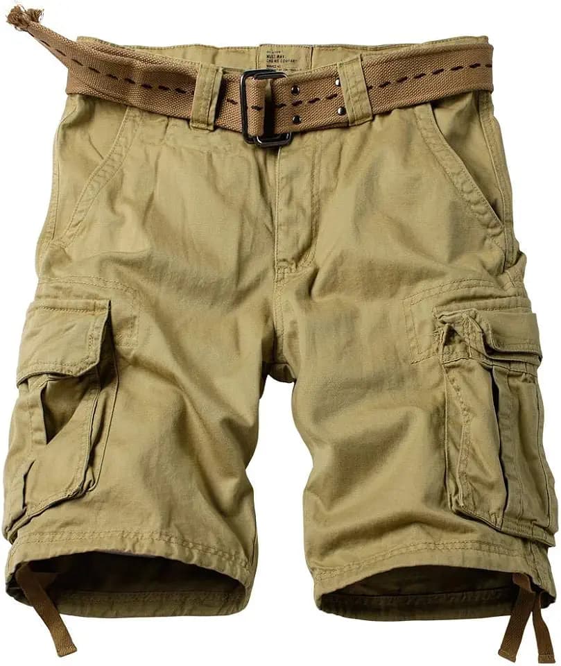 AKARMY Men's Camo Cargo Shorts Outdoor Multi-Pocket Cotton Casual Shorts with No Belt