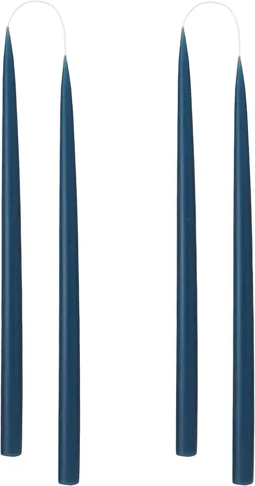 Kunstindustrien® Stabkerzen, Hergestellt in Dänemark, 42 Farben verfügbar, Tafelkerzen, Durchgefärbte Kerzen lange Brenndauer von 15 Stunden, Kerzen Set Geschenk, 4 Stück, 2,2 x 35 cm (Marineblau)