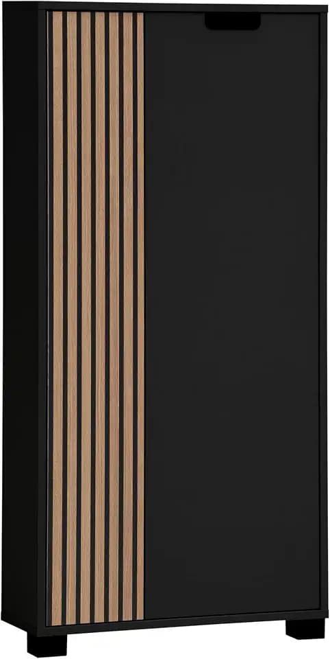 Schildmeyer Highboard Ryker 160037, Schwarzmatt/Akustikpaneel Optik, 59,8 x 19,5 x 124 cm