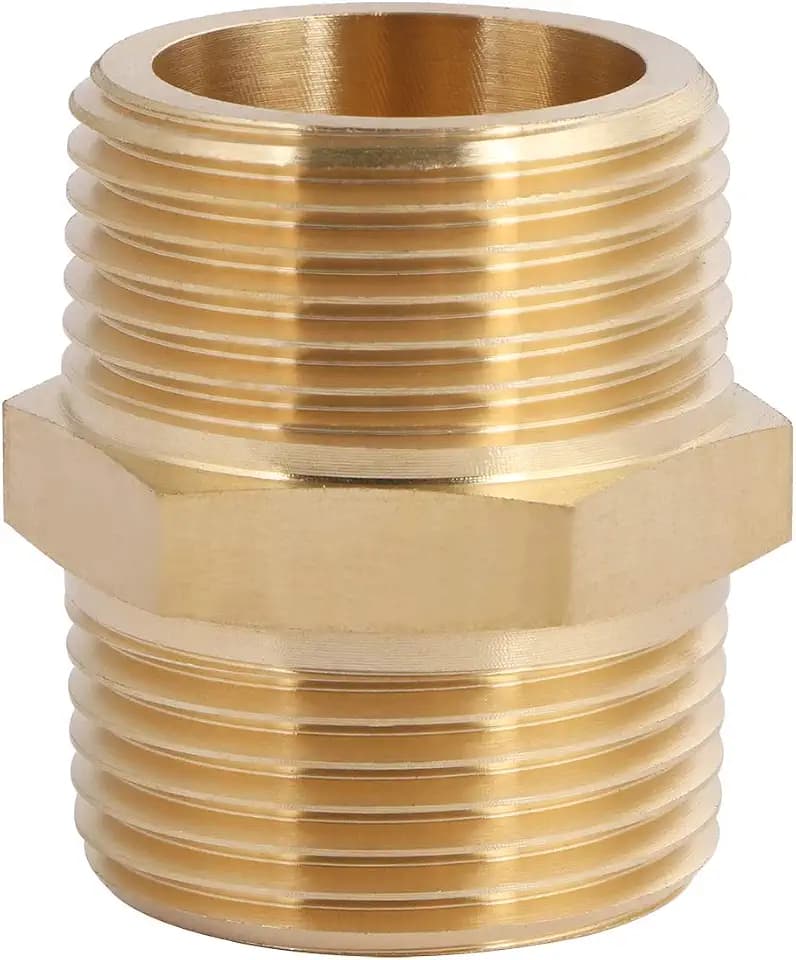 U.S. Solid Brass Pipe Fitting, Hex Nipple, 1" x 1" NPT Male Pipe Adapter