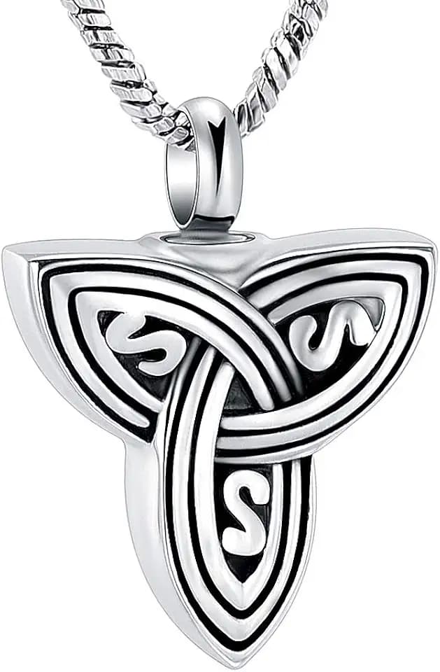 Yinplsmemory Cremation Jewelry Celtic Knot Urn Necklace for Ashes Vintage Triangle Urn Ashes Keepsake Necklace