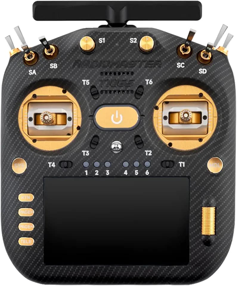 RadioMaster TX16S MAX MK3 ELRS 16-Channel Gemini Dual-Band Transmitter – AG02 CNC Aluminum Hall Sensor Gimbals, EdgeTX, Built-in ExpressLRS 2.4GHz & 900MHz, Premium Carrying Case Included (Gold)