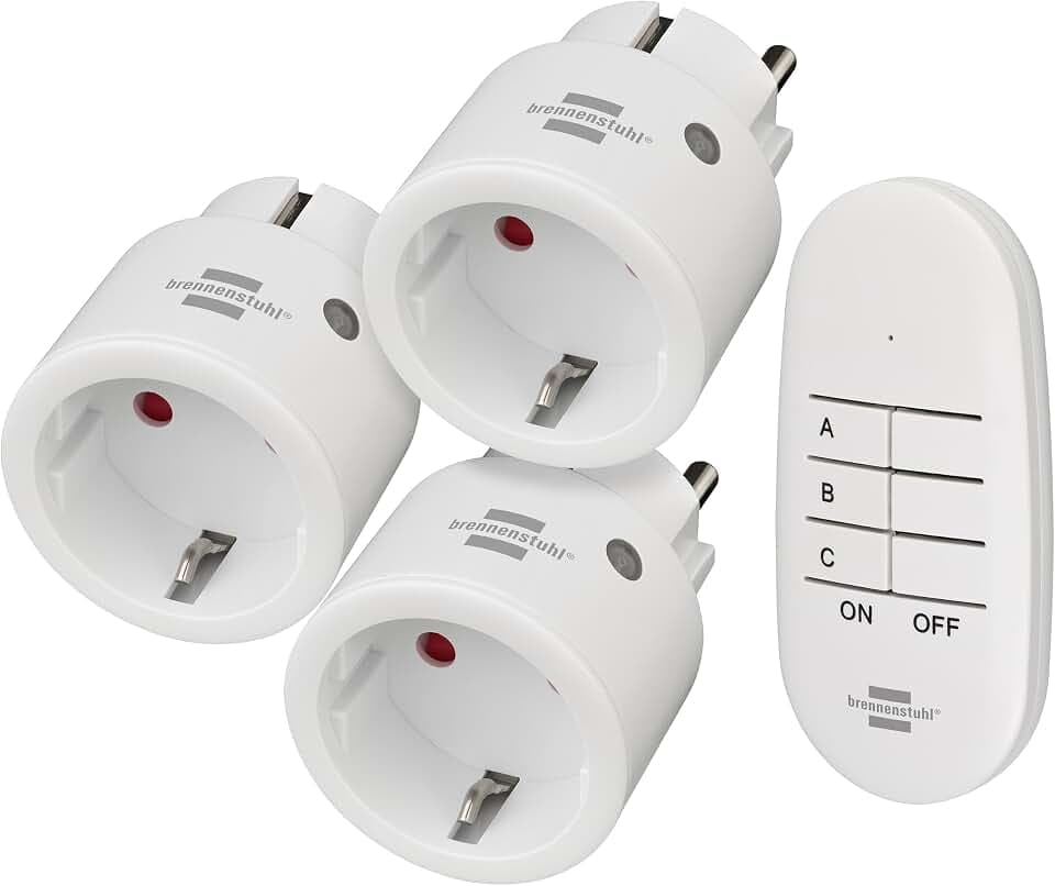 Brennenstuhl Comfort-Line Funksteckdosen-Set Mini 3+1, 3er Funkschalt-Set