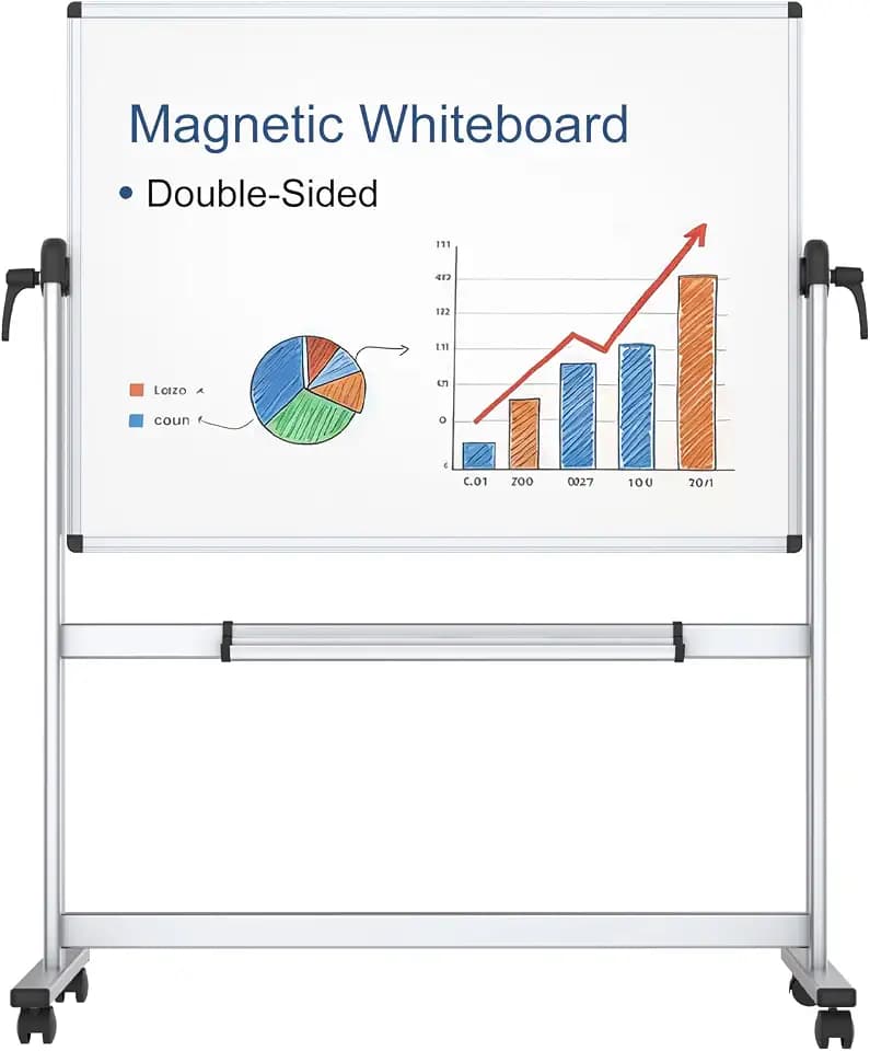 VIZ-PRO Drehbares Mobiles Whiteboard 120 x 90 cm, Doppelseitig Magnetisch