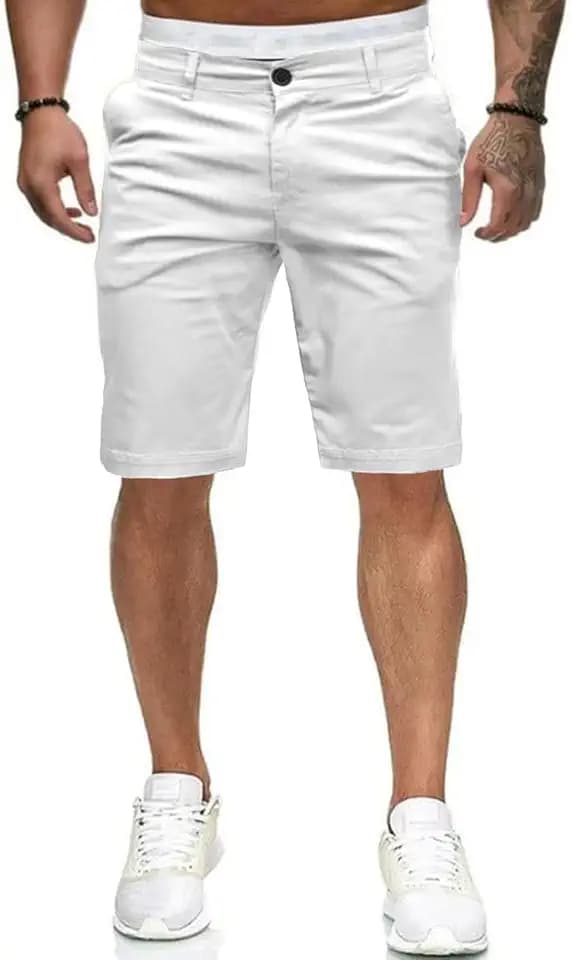 Uusollecy Kurze Hosen Herren, Schmale Passform Chino Shorts Herren, Regular Fit Harlem Herren Shorts Sommer mit Tasche