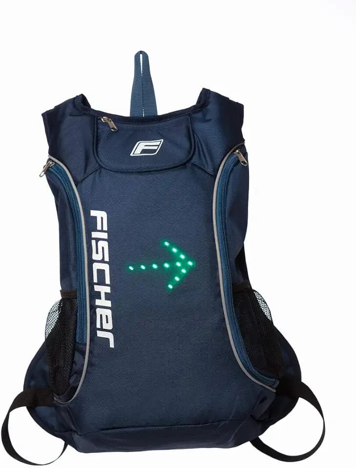 Fischer 50397 Rucksack mit Blinkfunktion | E-Scooter | LED Blinker | Sicherheit | Sichtbarkeit | bis zu 15 Stunden nutzbar | 16 Liter