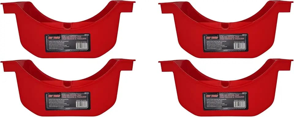 VCT Truck and Trailer 2/3 Gallon Reusable Wheel Oil Drain & Drip Pan, 2.5L Oil Pan for Trucks & Trailers Wheel Axle Hub Seal Red 4-Pack