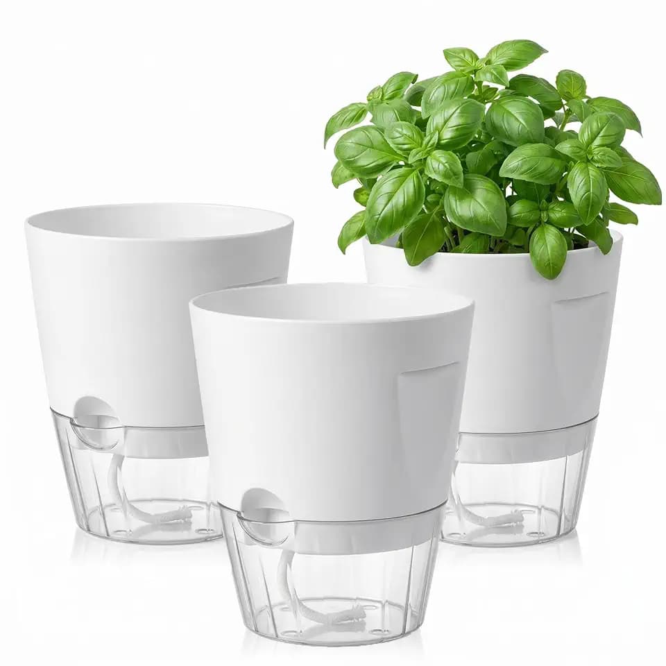 Kräutertopf Selbstbewässernd 3er Set Weiß