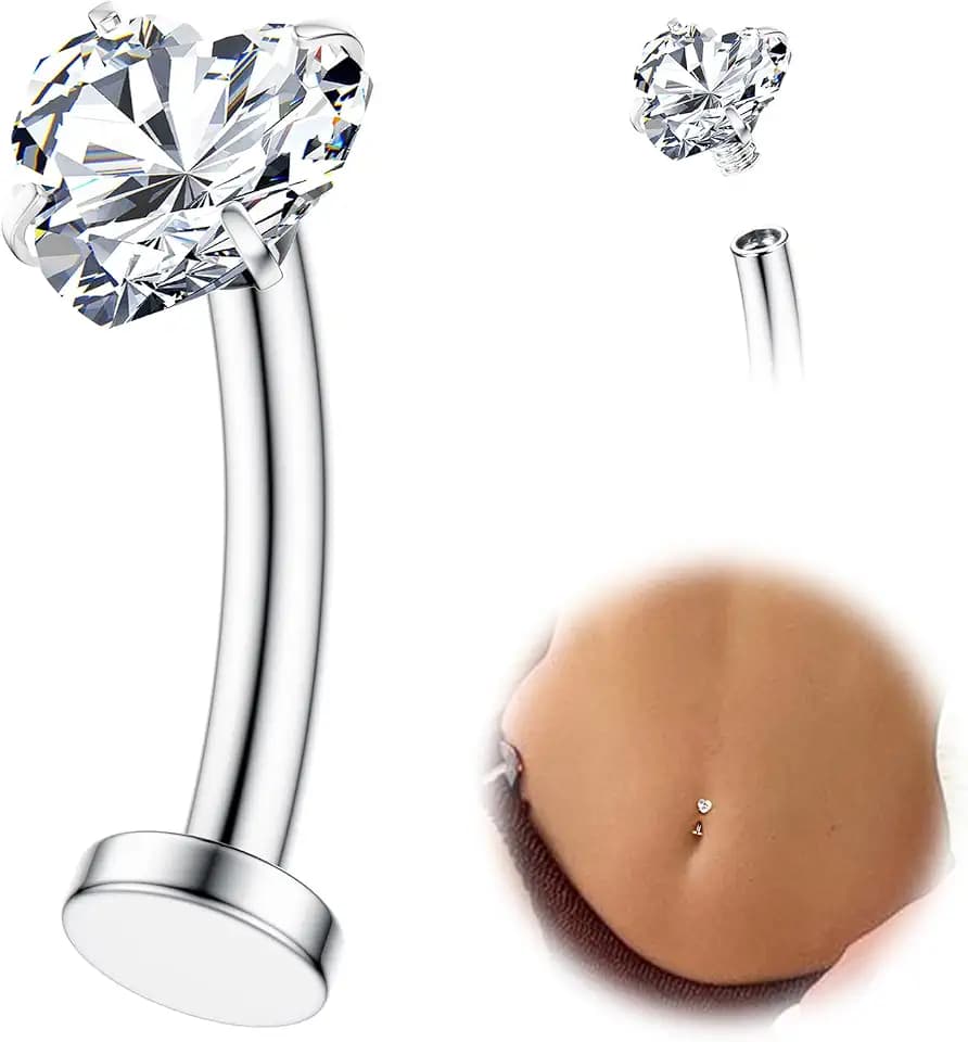 FIASASO Floating Titanium Belly Button Rings Hypoallergenic Navel Piercings