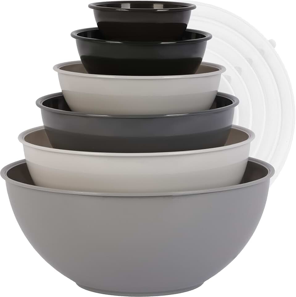 BoxedHome Salatschüssel mit Deckel 12tlg., BPA-freiem Kunststoff, Grau