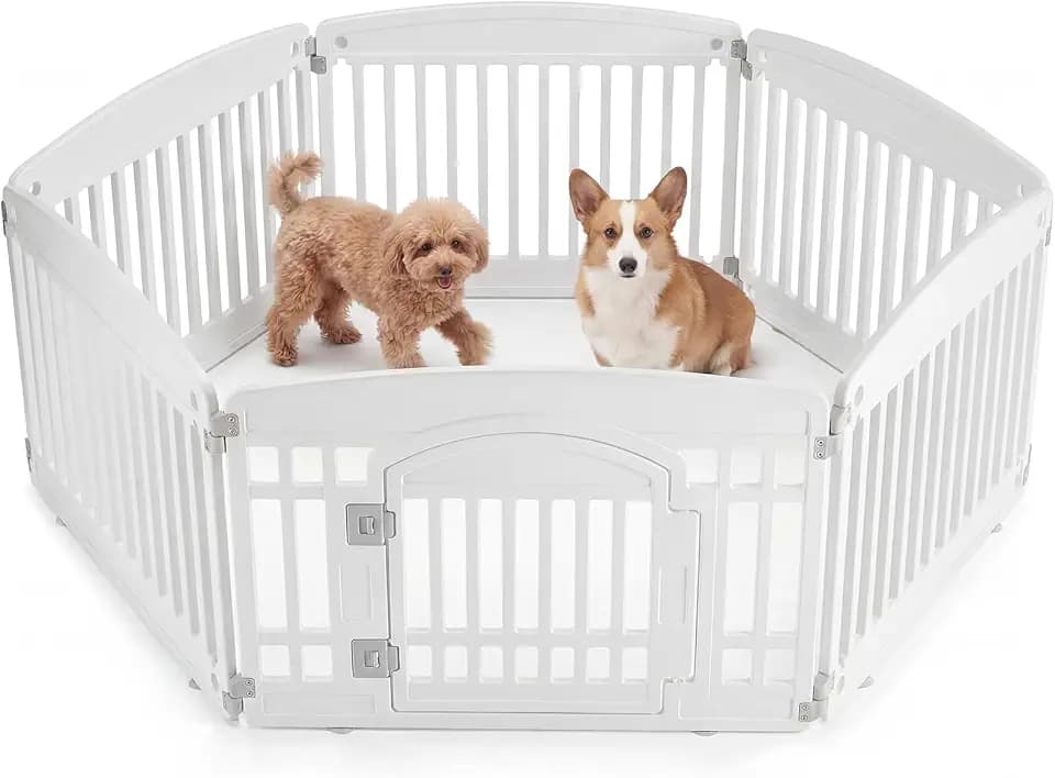 NEWBULIG 6 Panels 24 Inch Dog Playpen, Plastic Pet Play Pen Fence