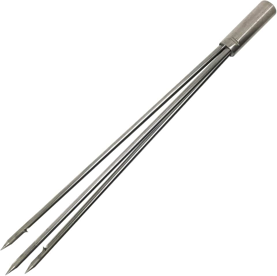 Scuba Choice 11" Stainless Steel Spearfishing Pole Spear with 3-Prong Tip – 6mm Female Thread Replacement for JBL & Compatible Spearguns, Durable Winter Ice Fishing Tool for Lionfish Hunting