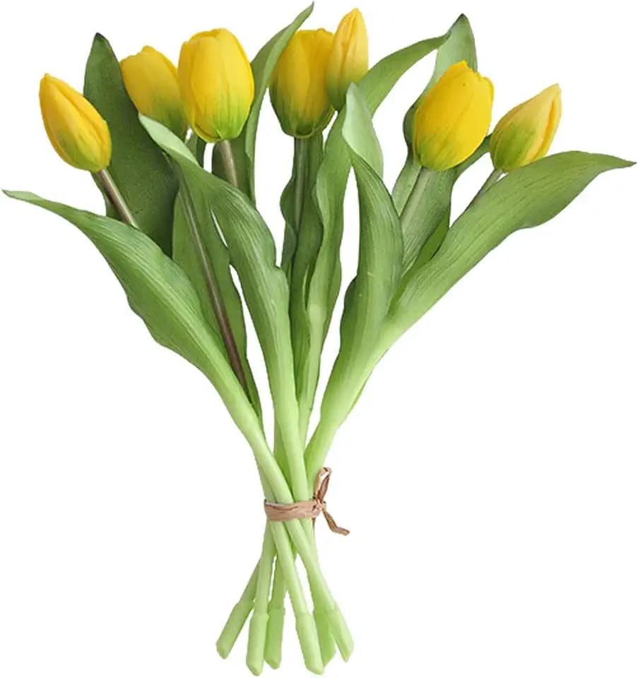 HhBdy 7 Stück Künstliche Tulpen, Tulpen Künstlich Wie Echt Emulsion (Gelb)