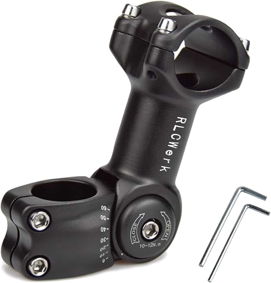 Fahrrad Vorbauten Riser,FahrradLenker Extender 0~60 Grad Einstellbar, MTB Mountain Fahrrad Vorbau Aluminium Legierung Caliber Riser, Schwarz (31.8 * 110mm)