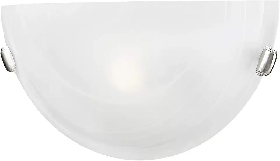Livex Lighting 4271-91 Home Basics 1 Light Brushed Nickel Wall Sconce with White Alabaster Glass