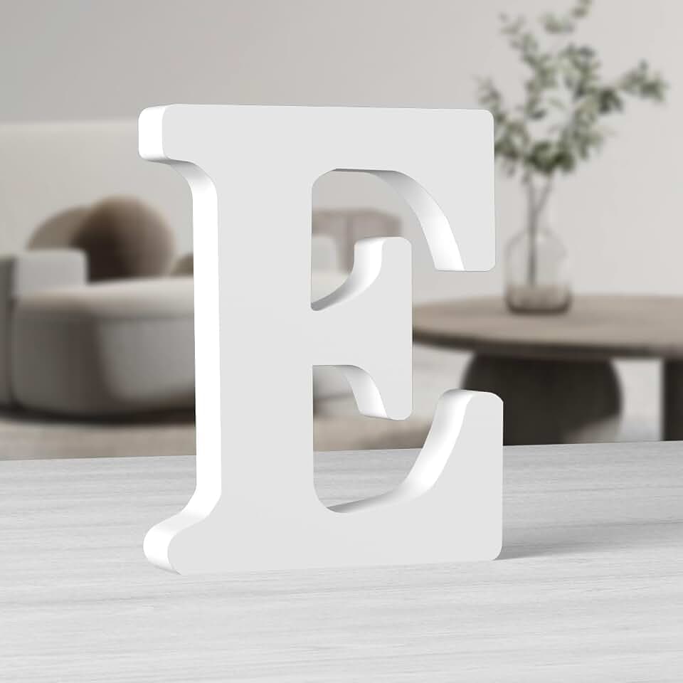 Holzbuchstaben in Weiß, 25,4 cm (10 Zoll), unlackiert, für Wanddekoration, stehende Buchstaben, dekorativ, große Buchstaben für Wanddekoration für Partyprojekte zu Hause (E)