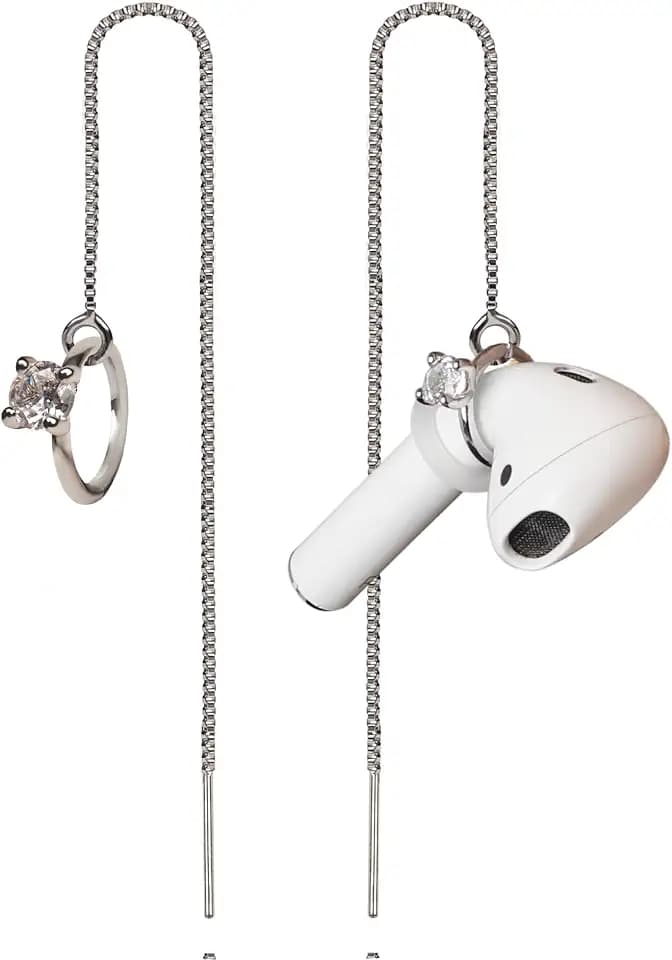 Anti-Lost Earrings Wireless Earphone Holder chain strap Compatible for Airpods pro 2 1 & Airpods 1 2 3 (Zircon Ring)