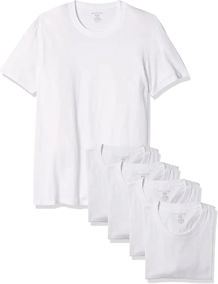 Nautica Men's 5 Pack Cotton Crew Neck T-Shirts