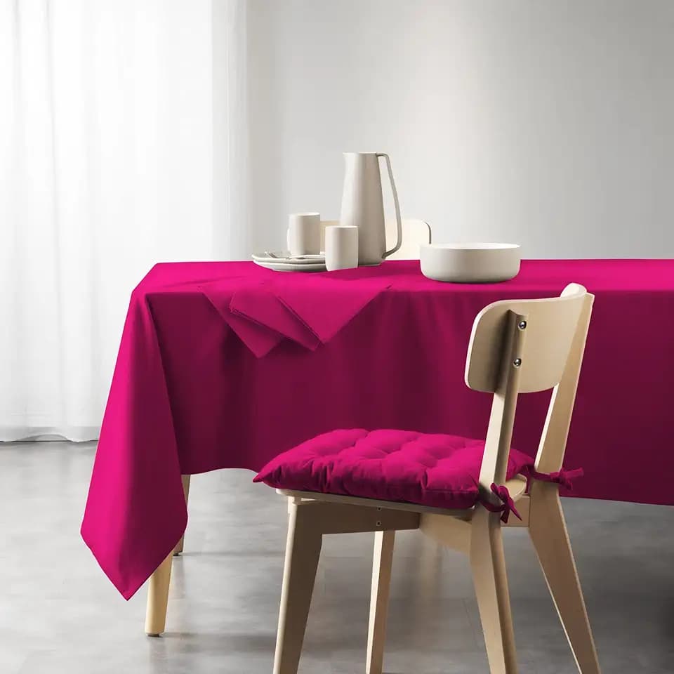 Douceur d'intérieur, Tischdecke, rechteckig, 140 x 240 cm, Mistral Fuchsia, recycelte Baumwolle