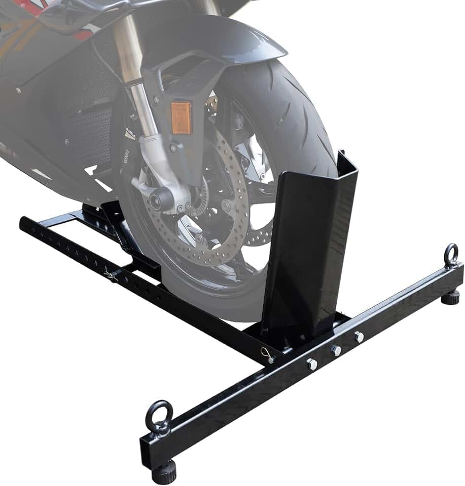 Jack Boss Motorcycle Wheel Chock, Motorcycle Stand Up to 1800LBs, Wide Range 3 Inch to 5 Inch Support Adjustable Front Tire Stand Chocks for Trailer and Truck, Suitable for Most Motorcycles