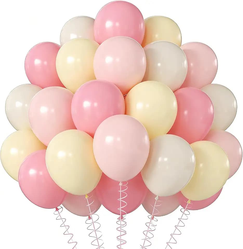 Rosa und gelbe Sandweiße Luftballons, 30,5 cm, 60 Stück, Pastell-Latex-Luftballons für Geburtstag, Babyparty, Brautparty, Hochzeit, Abschlussfeier, Party-Dekorationen