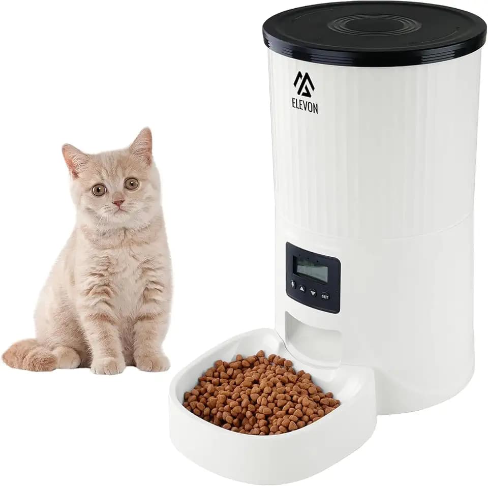 Elevon 4L Automatic Cat Feeder – Programmable Dog & Pet Food Dispenser with 10s Voice Recorder, Portion Control, Desiccant Bag, Auto Pet Feeder for Cats and Dogs