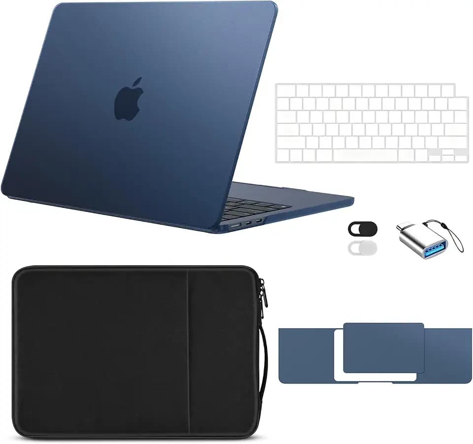 EooCoo Matte Case for MacBook Air 13 inch M5/M4/M3/M2 2026-2022, Midnight