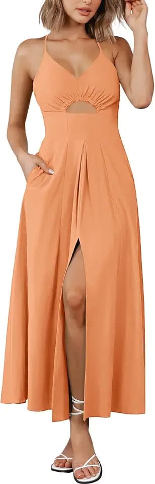 BTFBM Women 2026 Spaghetti Strap Midi Summer Dresses