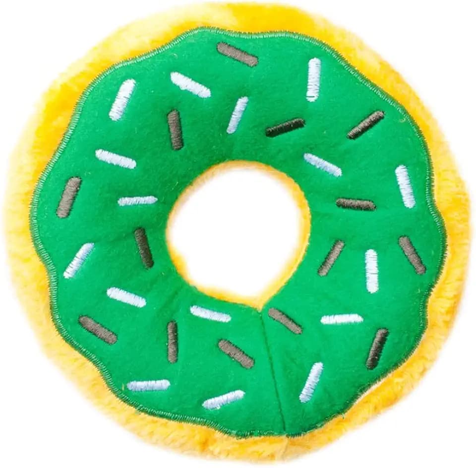 ZippyPaws Donutz No Stuffing Dog Toys to Keep Them Busy - Mint Chip Donut