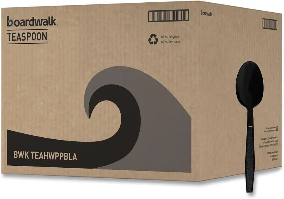 Boardwalk Heavyweight Polypropylene Cutlery, 1,000 Count, Black, Spoon