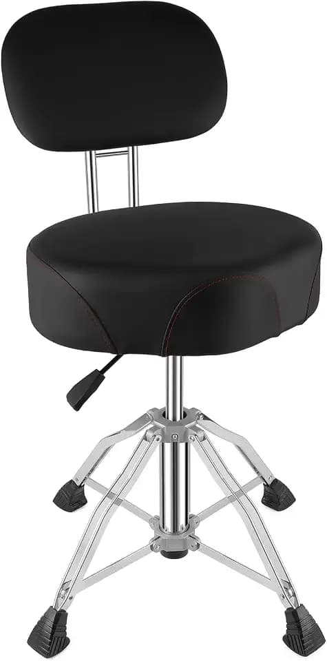 TENTOTEN Drum Throne with Backrest, 4.7in Comfortable Memory Foam Drum Chair with Strong 4 Legs, Hydraulic Drum Throne with Soft Velvet Fabric Top Drum Thrones for Adults and Beginner